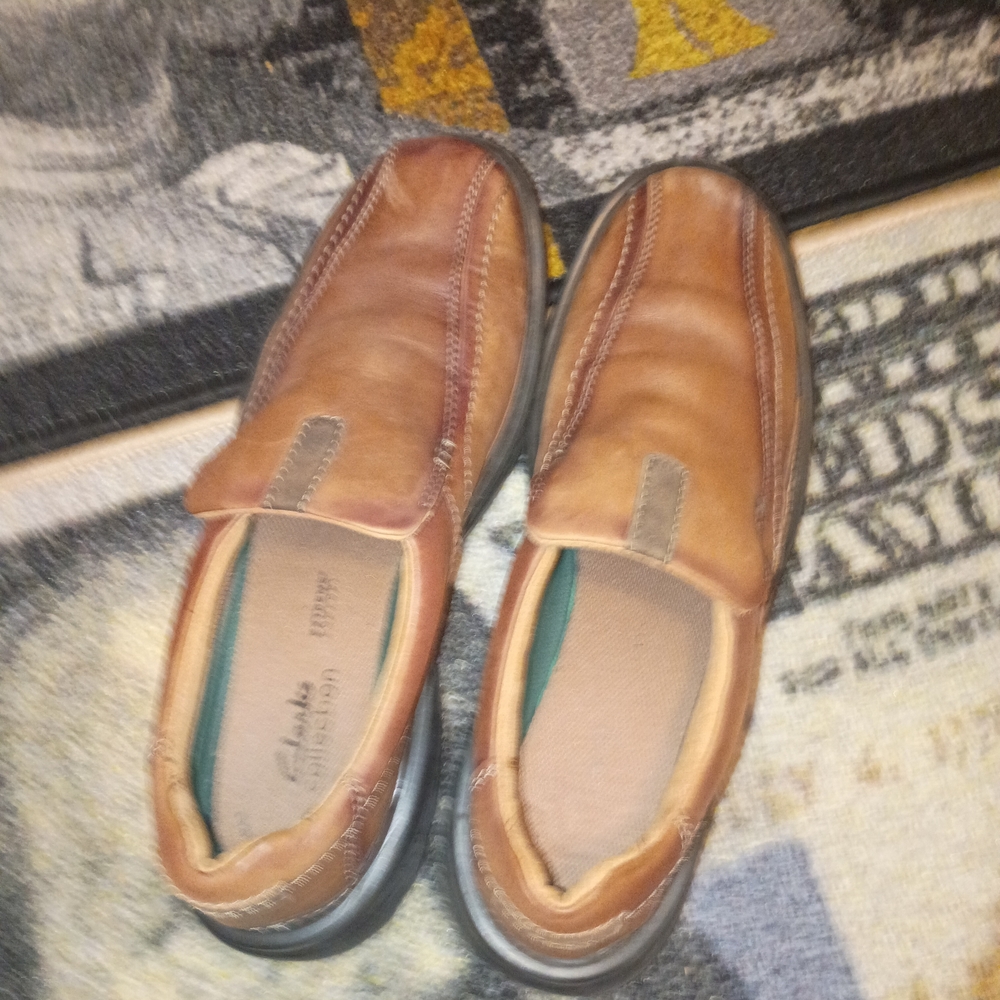 Clarks Men's Brown Leather Slip-On Shoes